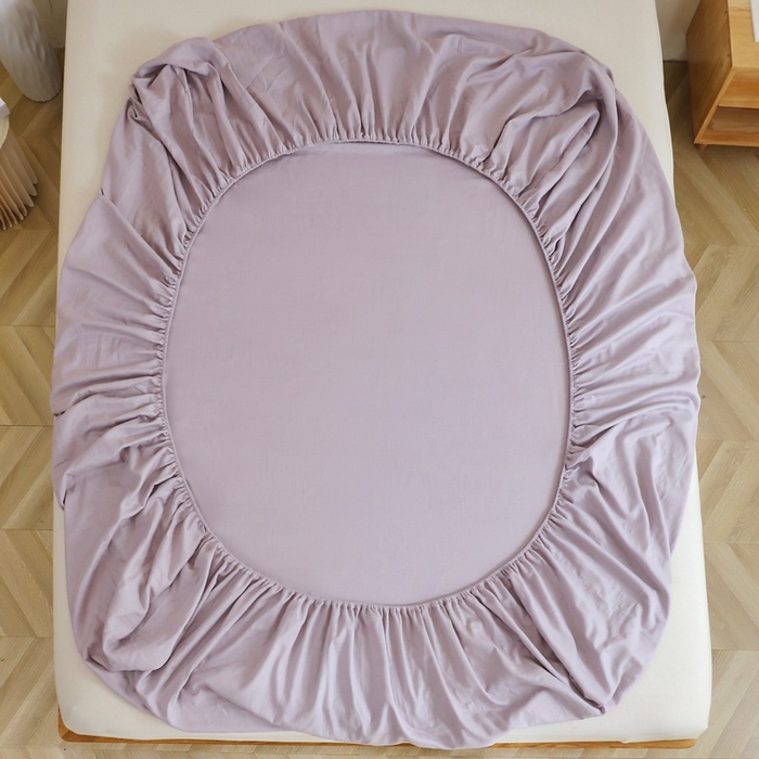 91家纺网 家纺一手货源 找家纺 晶缦家纺 2025新款纯棉纯色全棉双层纱系列单床笠 觅琳-浅藤紫