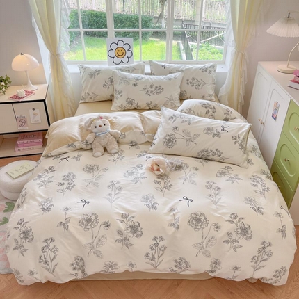 （买家秀 爆款花型 不断货）13372纯棉四件套全棉四件套卡通四件套儿童三件套学生宿舍三件套学生套件 空野苍蓝【全棉 吸湿排汗 亲肤透气】