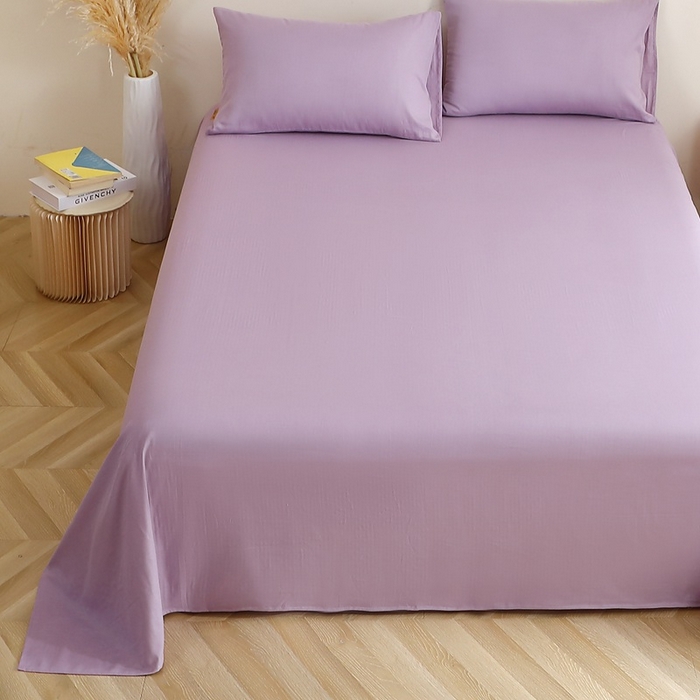 91家纺网 家纺一手货源 找家纺 晶缦家纺 2025新款纯棉纯色全棉双层纱系列单床单 觅琳-木槿紫