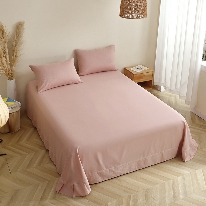 91家纺网 家纺一手货源 找家纺 晶缦家纺 2025新款纯棉纯色全棉双层纱系列单床单 觅琳-海天霞