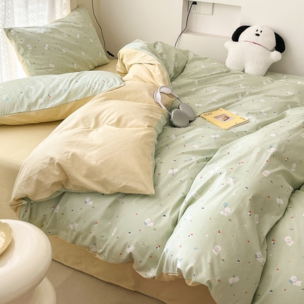 91家纺网 家纺一手货源 找家纺 （买家秀爆款花型长期款不断货）A类母婴级13372纯棉四件套40支全棉四件套学生三件套宿舍萌趣卡通 小雪球