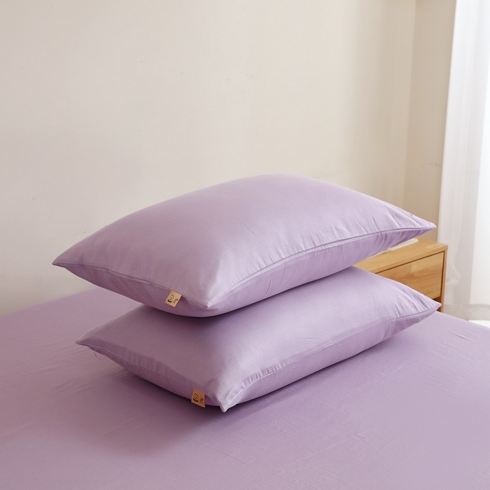 91家纺网 家纺一手货源 找家纺 晶缦家纺 2025新款纯棉纯色全棉双层纱系列单枕套 觅琳-木槿紫