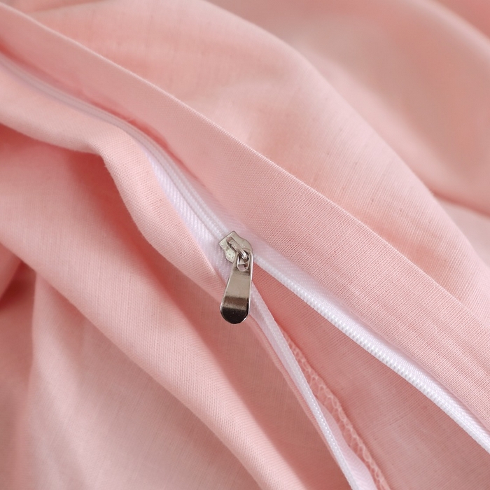 91家纺网 家纺一手货源 找家纺 晶缦家纺 2025新款纯棉纯色全棉双层纱四件套 觅琳-暮云粉