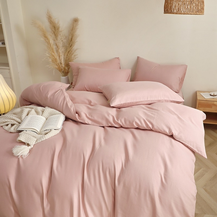 91家纺网 家纺一手货源 找家纺 晶缦家纺 2025新款纯棉纯色全棉双层纱四件套 觅琳-海天霞