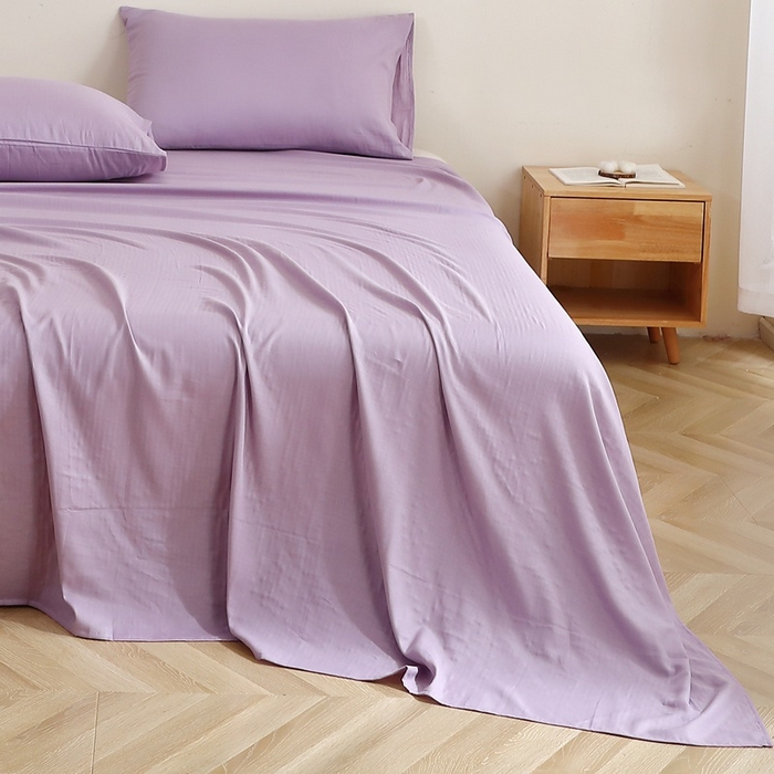 91家纺网 家纺一手货源 找家纺 晶缦家纺 2025新款纯棉纯色全棉双层纱系列单床单 觅琳-木槿紫