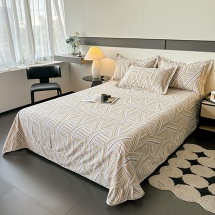 91家纺网 家纺一手货源 找家纺 （总）（买家秀 长期款不断货）100s高支密新疆长绒棉磨毛印花被套高色织磨毛床单磨毛床笠磨毛三件套-床单