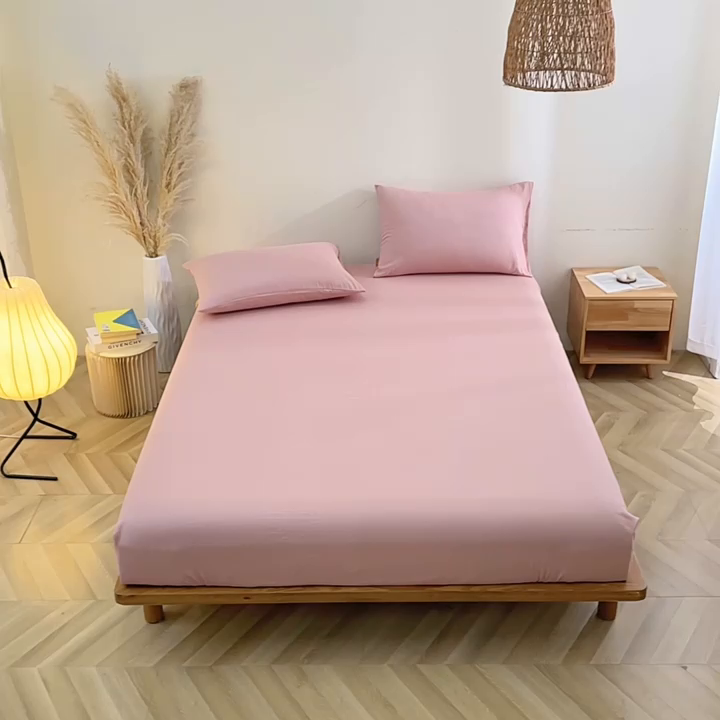 91家纺网 家纺一手货源 找家纺 晶缦家纺 2025新款纯棉纯色全棉双层纱系列单床笠 觅琳-海天霞