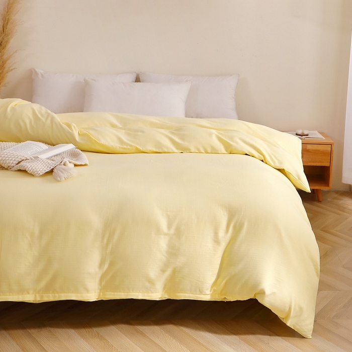 91家纺网 家纺一手货源 找家纺 晶缦家纺 2025新款纯棉纯色全棉双层纱系列单被套 觅琳-浅蜜黄