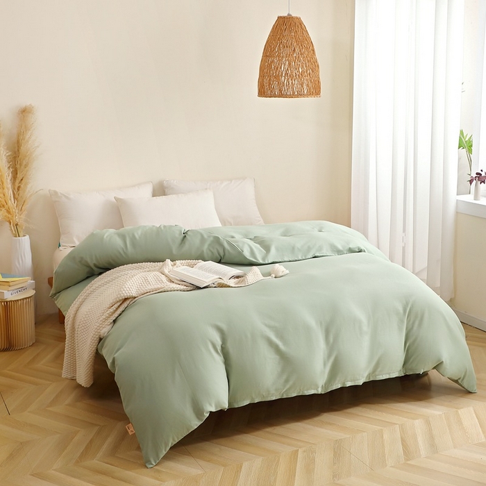 91家纺网 家纺一手货源 找家纺 晶缦家纺 2025新款纯棉纯色全棉双层纱系列单被套 觅琳-嫩荷绿