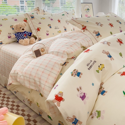 91家纺网 家纺一手货源 找家纺 （总）（买家秀 爆款花型 不断货）13372纯棉全棉四件套花卉卡通四件套儿童三件套学生宿舍三件套学生套件