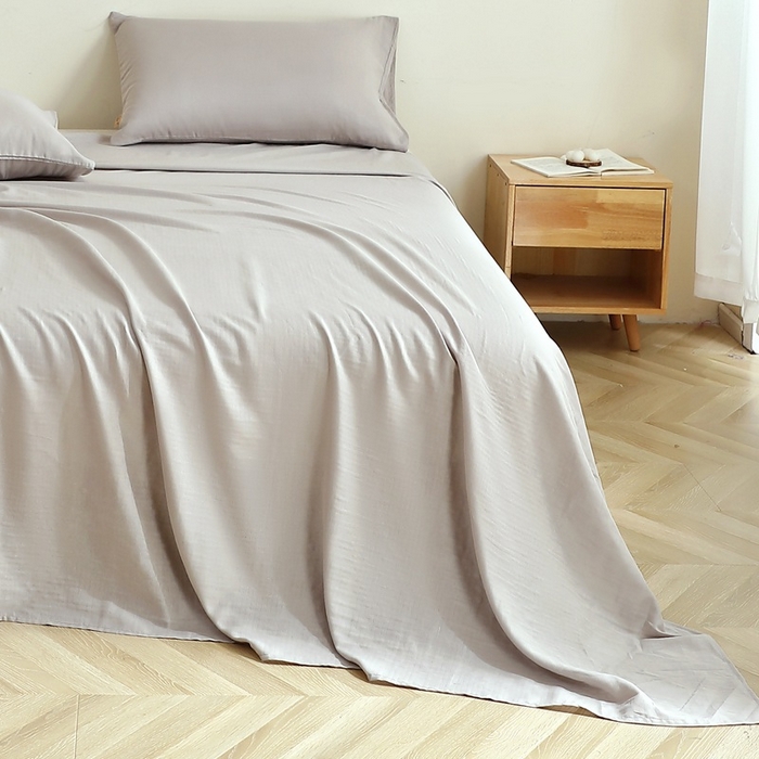 91家纺网 家纺一手货源 找家纺 晶缦家纺 2025新款纯棉纯色全棉双层纱系列单床单 觅琳-暖藕灰