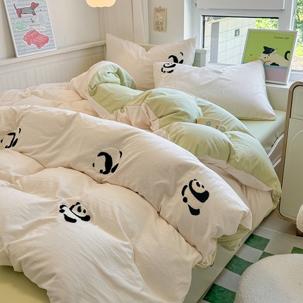 91家纺网 家纺一手货源 找家纺 （总）（买家秀爆款花型 长期款不断货）A类ins风水洗棉四件套水洗棉毛巾绣四件套水洗棉床笠四件套绣花四件套