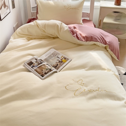 91家纺网 家纺一手货源 找家纺 （总）（买家秀 爆款花色不断货）A类母婴级纯棉磨毛四件套磨毛刺绣四件套全棉磨毛四件套纯色双拼四件套-三件套