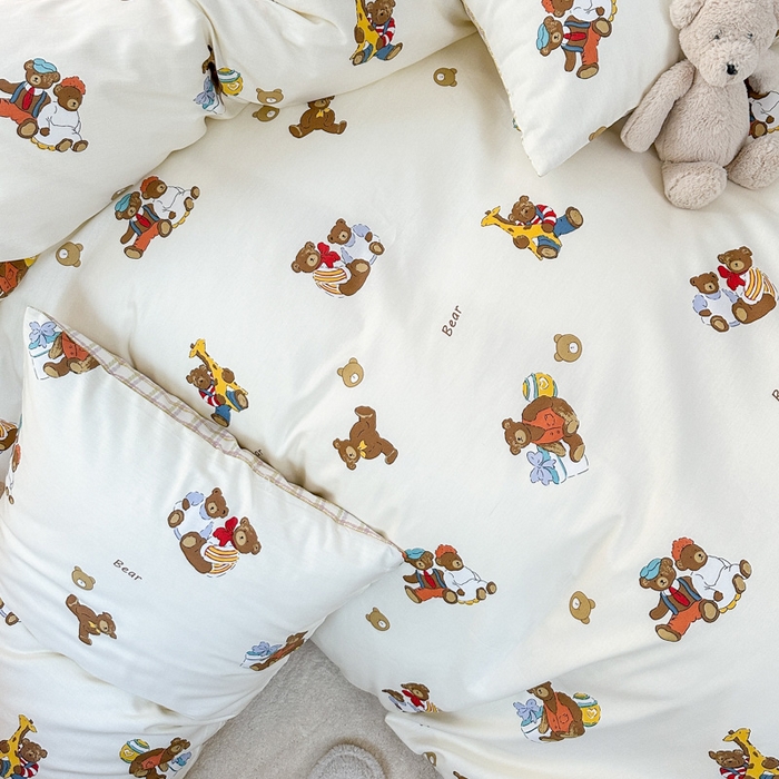 91家纺网 家纺一手货源 找家纺 （买家秀爆款花型长期款不断货）A类母婴级13372纯棉四件套40支全棉四件套学生三件套宿舍萌趣卡通 乖乖熊