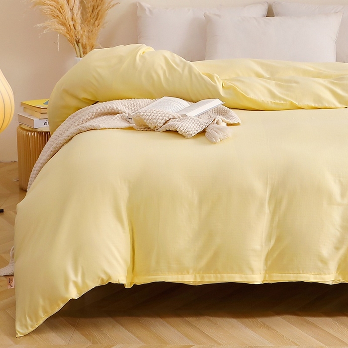 91家纺网 家纺一手货源 找家纺 晶缦家纺 2025新款纯棉纯色全棉双层纱系列单被套 觅琳-浅蜜黄