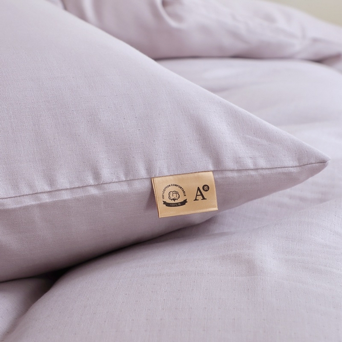 91家纺网 家纺一手货源 找家纺 晶缦家纺 2025新款纯棉纯色全棉双层纱四件套 觅琳-浅藤紫