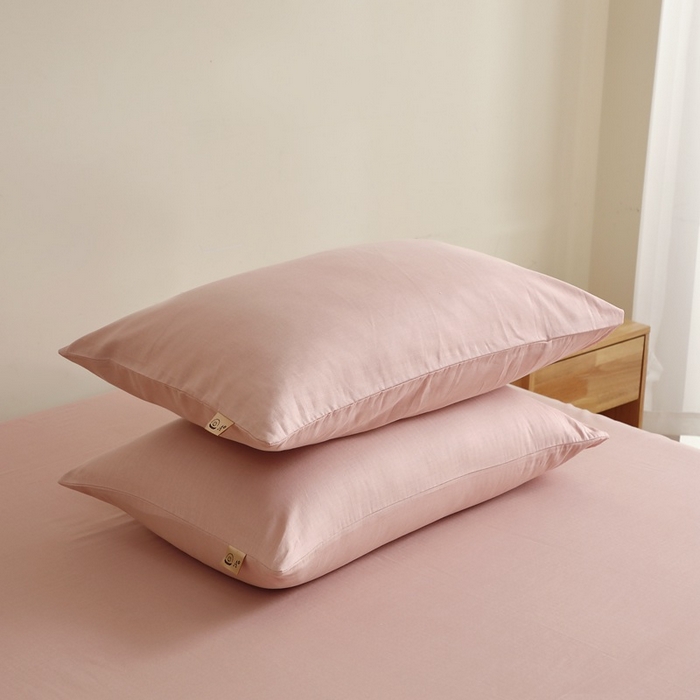 91家纺网 家纺一手货源 找家纺 晶缦家纺 2025新款纯棉纯色全棉双层纱系列单枕套 觅琳-海天霞