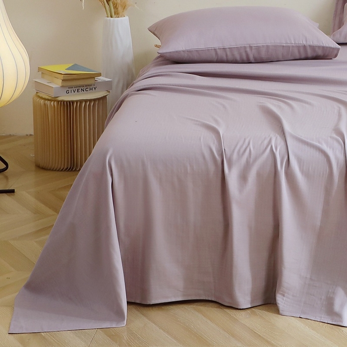 91家纺网 家纺一手货源 找家纺 晶缦家纺 2025新款纯棉纯色全棉双层纱系列单床单 觅琳-浅藤紫