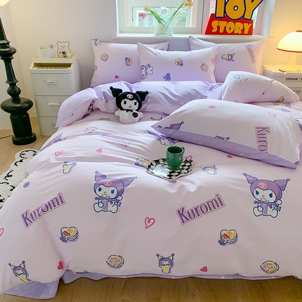 91家纺网 家纺一手货源 找家纺 （总）（买家秀 爆款花型 不断货）正版三丽鸥四件套库咯米13372纯棉全棉四件套儿童三件套学生宿舍三件套