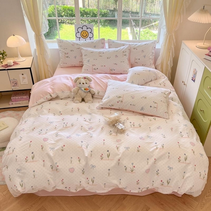 （买家秀 爆款花型 不断货）13372纯棉四件套全棉四件套卡通四件套儿童三件套学生宿舍三件套学生套件 觅香少女【全棉 吸湿排汗 亲肤透气】