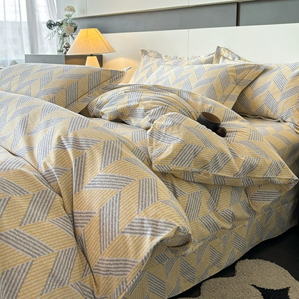 91家纺网 家纺一手货源 找家纺 （总）（买家秀 长期款不断货）100s高支密新疆长绒棉磨毛印花被套高色织磨毛床单磨毛床笠磨毛三件套-被套