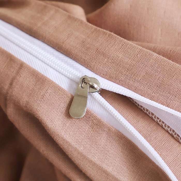 91家纺网 家纺一手货源 找家纺 晶缦家纺 2025新款纯棉纯色全棉双层纱四件套 觅琳-赭石棕