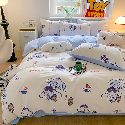 91家纺网 家纺一手货源 找家纺 （总）（买家秀 爆款花型 不断货）正版三丽鸥四件套库咯米13372纯棉全棉四件套儿童三件套学生宿舍三件套