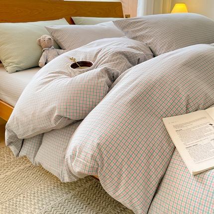 91家纺网 家纺一手货源 找家纺 （总）（买家秀爆款花型不断货）简约无印风纯棉四件套全棉四件套水洗棉三件套床单四件套床笠四件套色织水洗棉四件