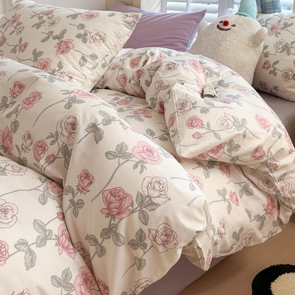 91家纺网 家纺一手货源 找家纺 （买家秀爆款花型长期款不断货）A类母婴级13372纯棉四件套40支全棉四件套学生三件套花卉简约小清新 展示图