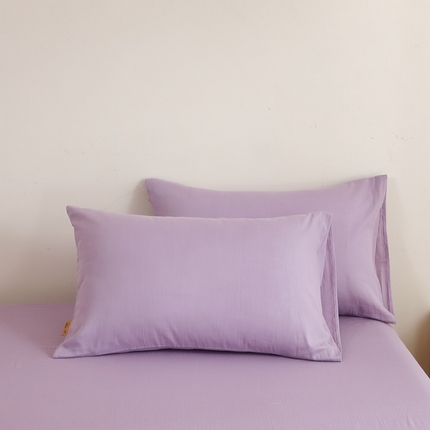 晶缦家纺 2025新款纯棉纯色全棉双层纱系列单枕套 觅琳-木槿紫