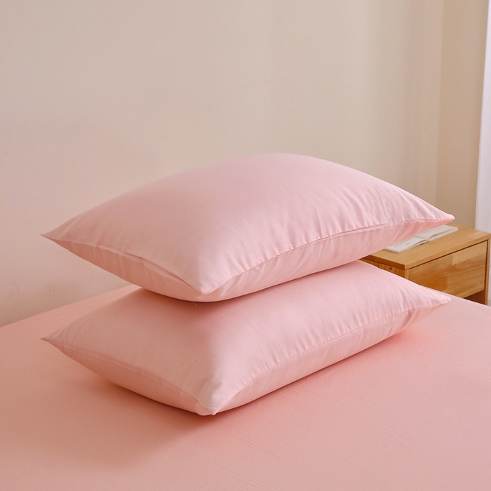 91家纺网 家纺一手货源 找家纺 晶缦家纺 2025新款纯棉纯色全棉双层纱系列单枕套 觅琳-暮云粉