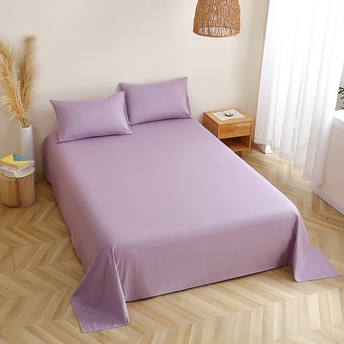 91家纺网 家纺一手货源 找家纺 晶缦家纺 2025新款纯棉纯色全棉双层纱系列单床单 觅琳-木槿紫