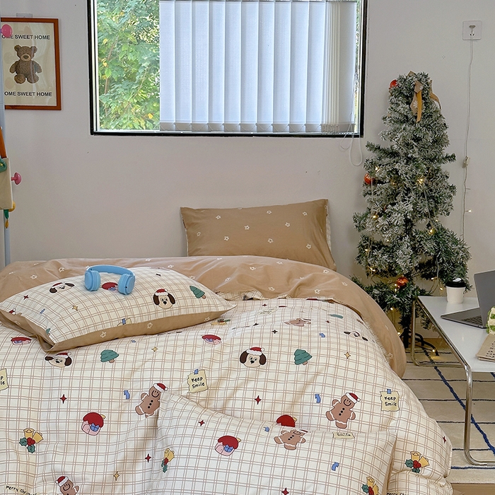 91家纺网 家纺一手货源 找家纺 （买家秀爆款花型长期款不断货）A类母婴级13372纯棉四件套40支全棉四件套学生三件套宿舍萌趣卡通 萌趣