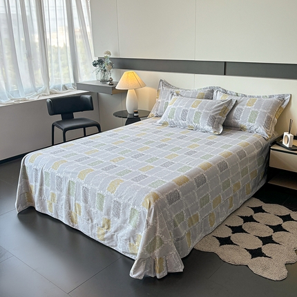 91家纺网 家纺一手货源 找家纺 （总）（买家秀 长期款不断货）100s高支密新疆长绒棉磨毛印花被套高色织磨毛床单磨毛床笠磨毛三件套-床单