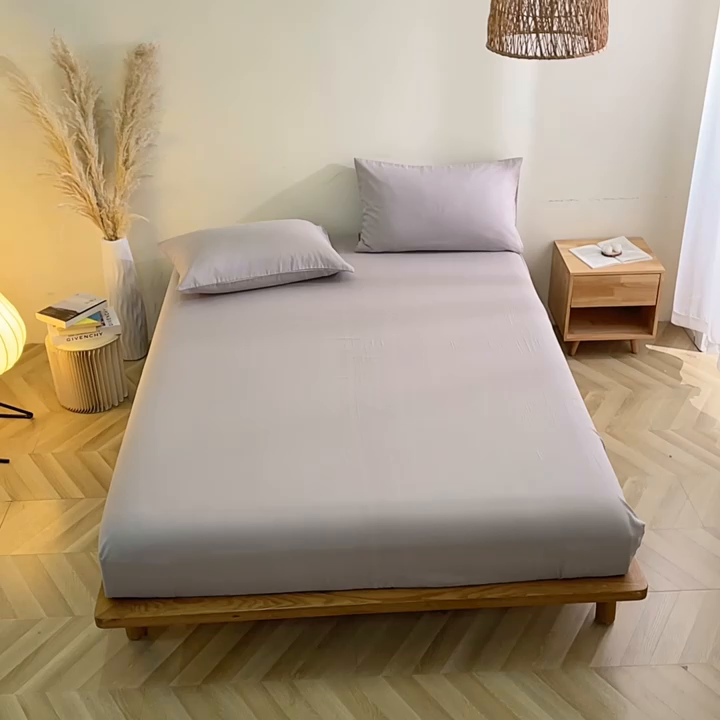 91家纺网 家纺一手货源 找家纺 晶缦家纺 2025新款纯棉纯色全棉双层纱系列单床笠 觅琳-暖藕灰