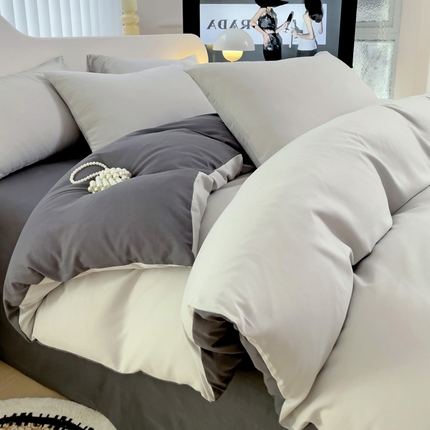 91家纺网 家纺一手货源 找家纺 （总）（买家秀爆款花色不断货）A类母婴级纯棉磨毛四件套全棉磨毛三件套纯棉四件套全棉四件套磨毛纯色双拼四件套