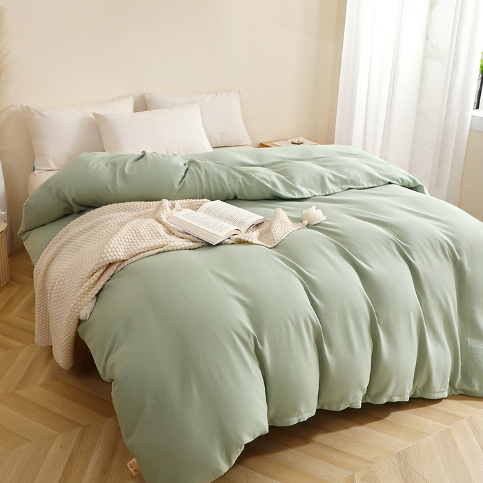 91家纺网 家纺一手货源 找家纺 晶缦家纺 2025新款纯棉纯色全棉双层纱系列单被套 觅琳-嫩荷绿