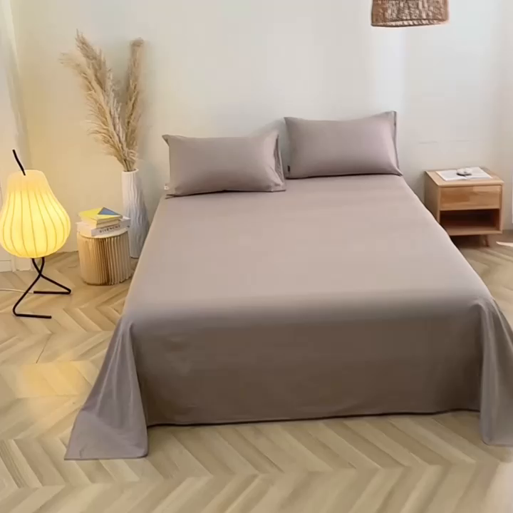 91家纺网 家纺一手货源 找家纺 晶缦家纺 2025新款纯棉纯色全棉双层纱系列单床单 觅琳-浅卡其