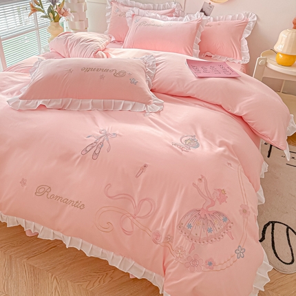 91家纺网 家纺一手货源 找家纺 （总）（买家秀爆款花型长期款不断货）A类ins风花边刺绣四件套毛巾绣四件套四件套绣花四件套纯棉全棉四件套