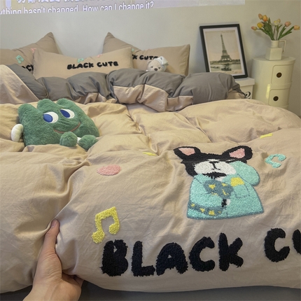 91家纺网 家纺一手货源 找家纺 （总）（买家秀 爆款花型长期款不断货）A类ins风水洗棉四件套水洗棉毛巾绣四件套水洗棉床笠四件套绣花四件套