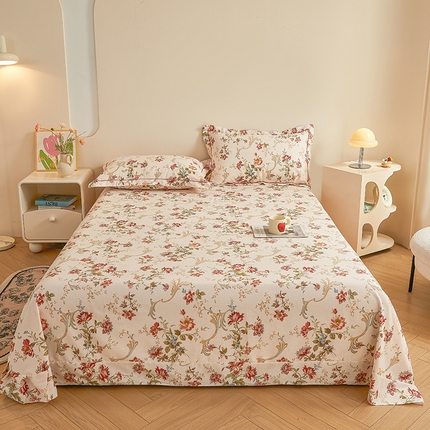 91家纺网 家纺一手货源 找家纺 （总）（买家秀 长期款不断货）100s高支密新疆长绒棉磨毛印花被套高色织磨毛床单磨毛床笠磨毛三件套-床单