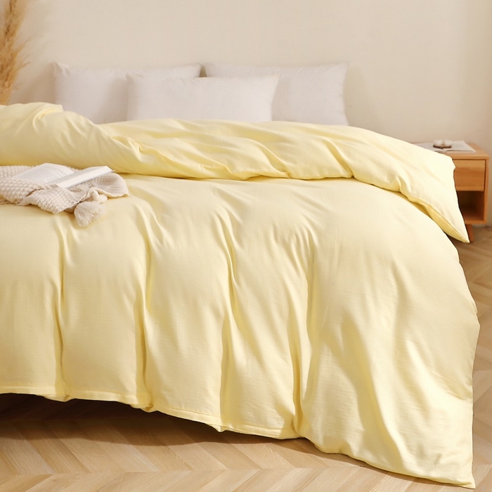 91家纺网 家纺一手货源 找家纺 晶缦家纺 2025新款纯棉纯色全棉双层纱系列单被套 觅琳-浅蜜黄