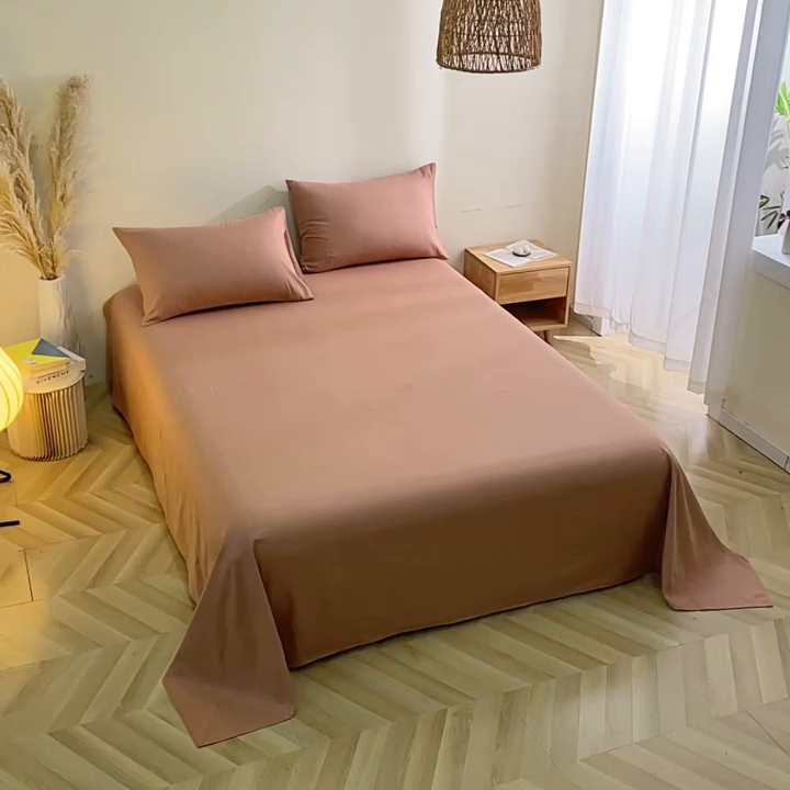 91家纺网 家纺一手货源 找家纺 晶缦家纺 2025新款纯棉纯色全棉双层纱系列单床单 觅琳-赭石棕