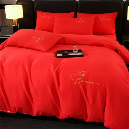 91家纺网 家纺一手货源 找家纺 （总）（买家秀 爆款花色不断货）A类母婴级纯棉磨毛四件套磨毛刺绣四件套全棉磨毛四件套纯色双拼四件套-四件套