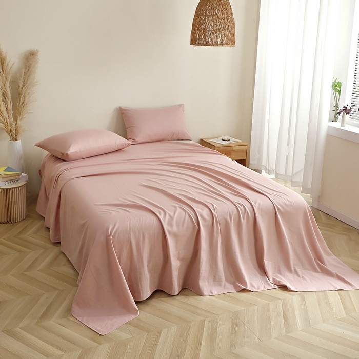 91家纺网 家纺一手货源 找家纺 晶缦家纺 2025新款纯棉纯色全棉双层纱系列单床单 觅琳-海天霞