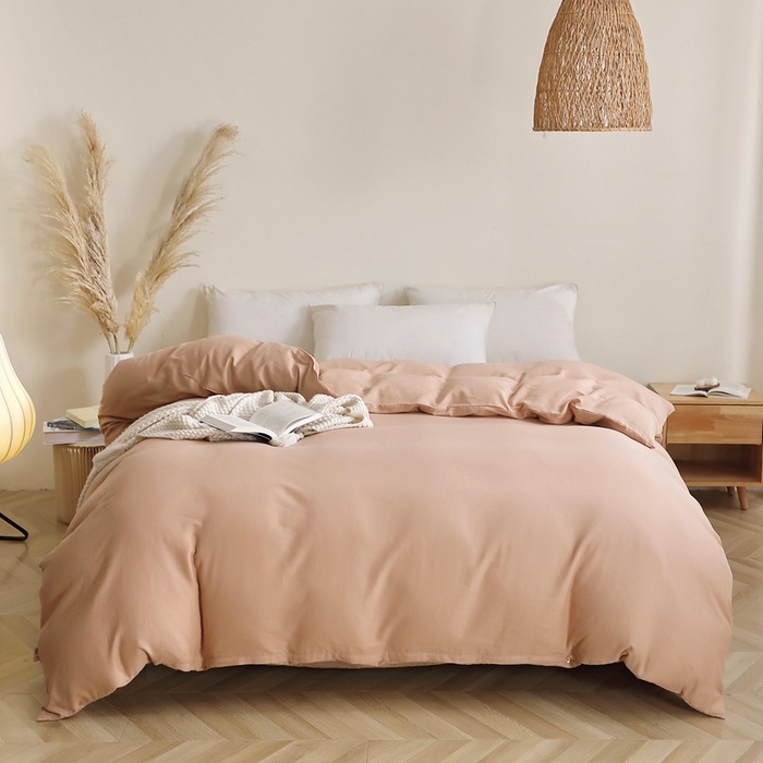 91家纺网 家纺一手货源 找家纺 晶缦家纺 2025新款纯棉纯色全棉双层纱系列单被套 觅琳-朱颜酡