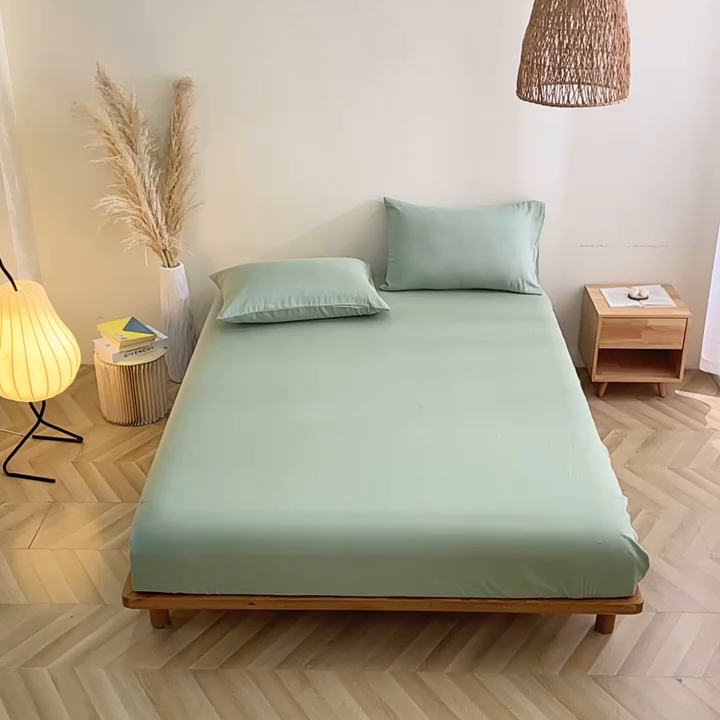 91家纺网 家纺一手货源 找家纺 晶缦家纺 2025新款纯棉纯色全棉双层纱系列单床笠 觅琳-嫩荷绿