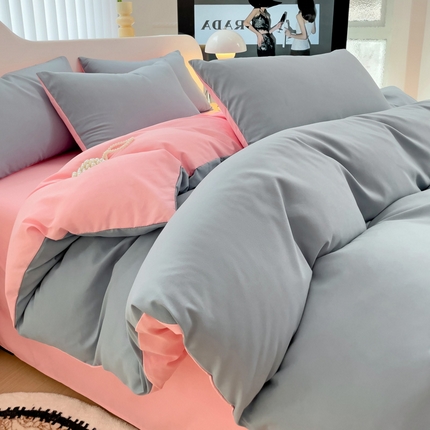 91家纺网 家纺一手货源 找家纺 （总）（买家秀爆款花色不断货）A类母婴级纯棉磨毛四件套全棉磨毛三件套纯棉四件套全棉四件套磨毛纯色双拼四件套