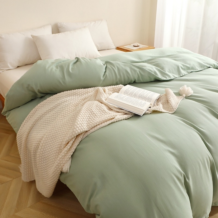 91家纺网 家纺一手货源 找家纺 晶缦家纺 2025新款纯棉纯色全棉双层纱系列单被套 觅琳-嫩荷绿