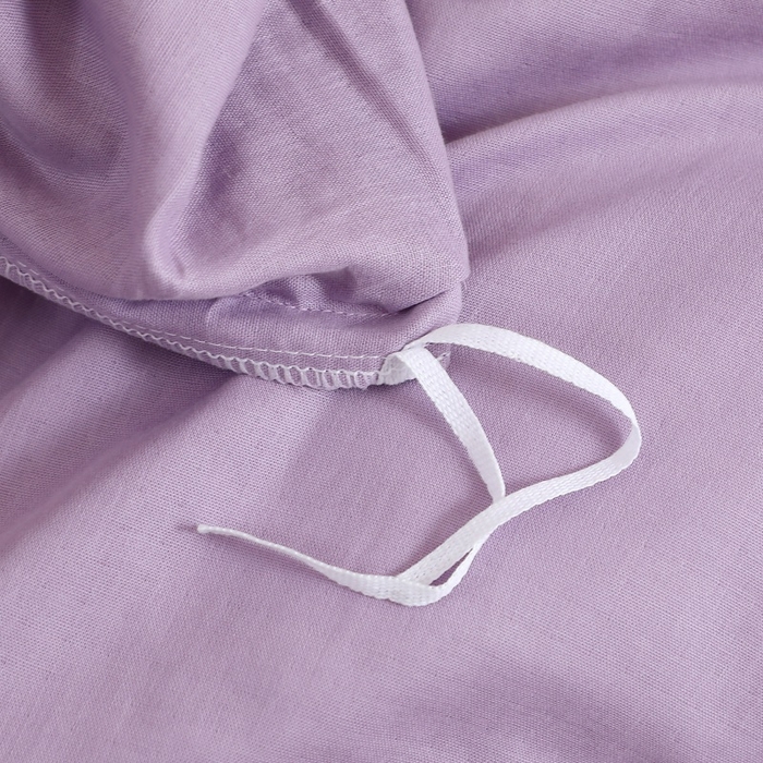 91家纺网 家纺一手货源 找家纺 晶缦家纺 2025新款纯棉纯色全棉双层纱四件套 觅琳-木槿紫